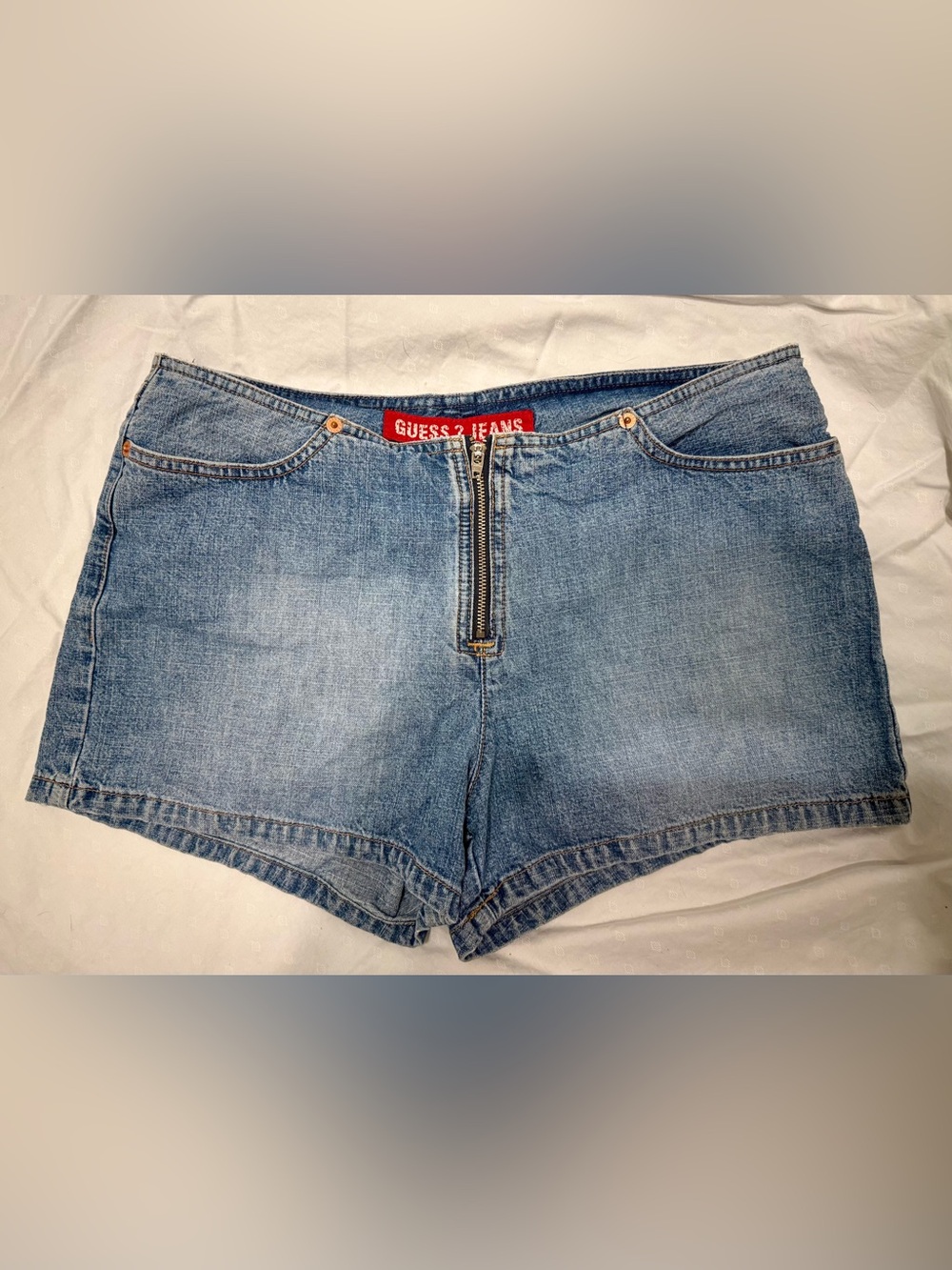 Vintage 90s GUESS Jeans USA Denim Shorts Exposed Zip Rare Style 14991